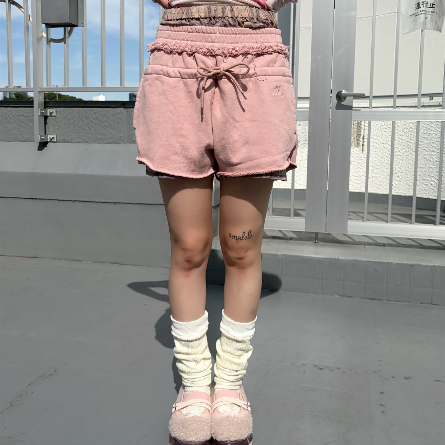 SHIFT PANTS / PINK×CRUSHEDBROWN / レイヤードショートパンツ