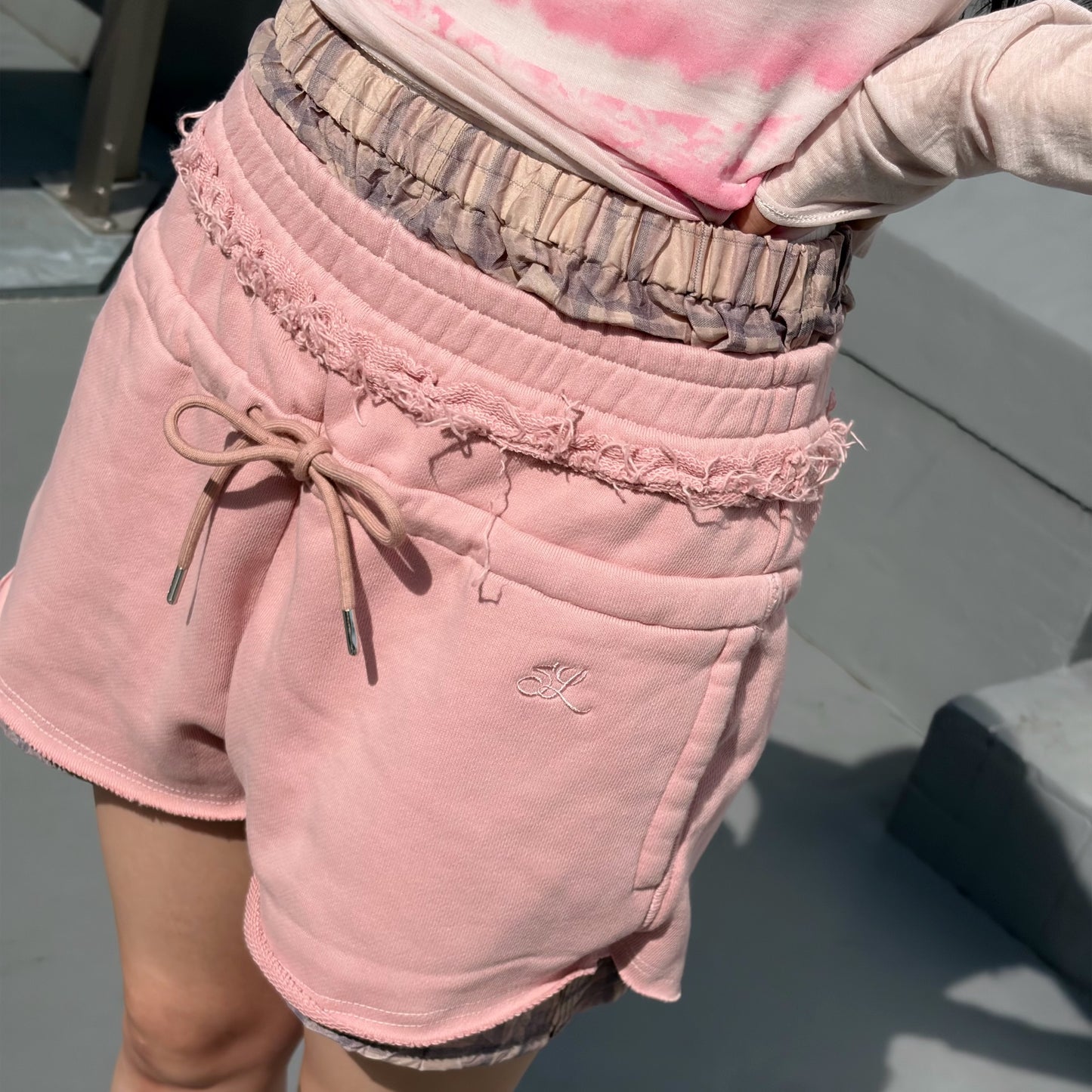SHIFT PANTS / PINK×CRUSHEDBROWN / レイヤードショートパンツ