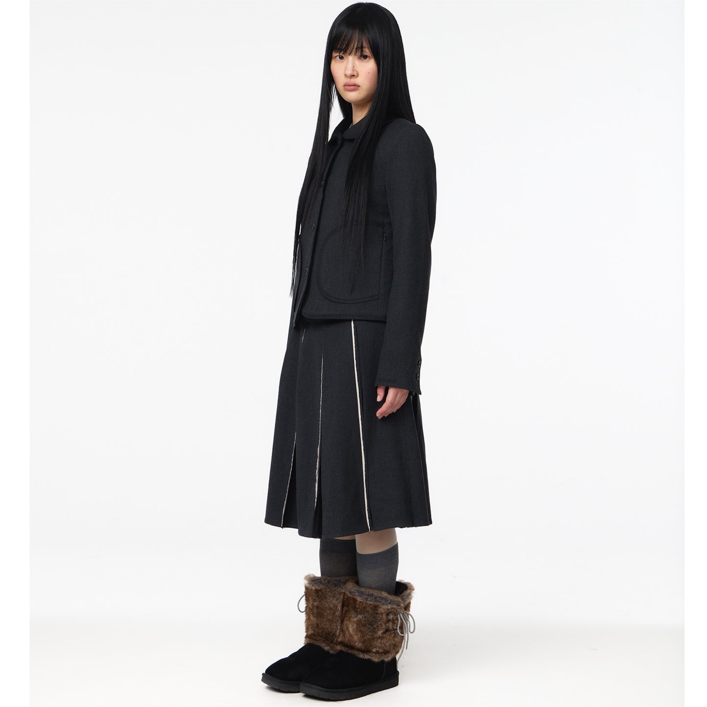 ROUNDED RAW HEM JACKET / CHARCOAL / ジャケット