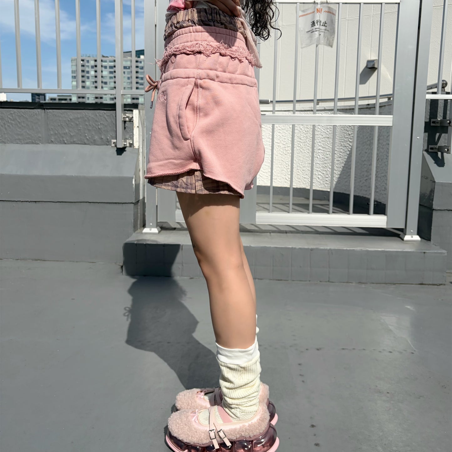 SHIFT PANTS / PINK×CRUSHEDBROWN / レイヤードショートパンツ