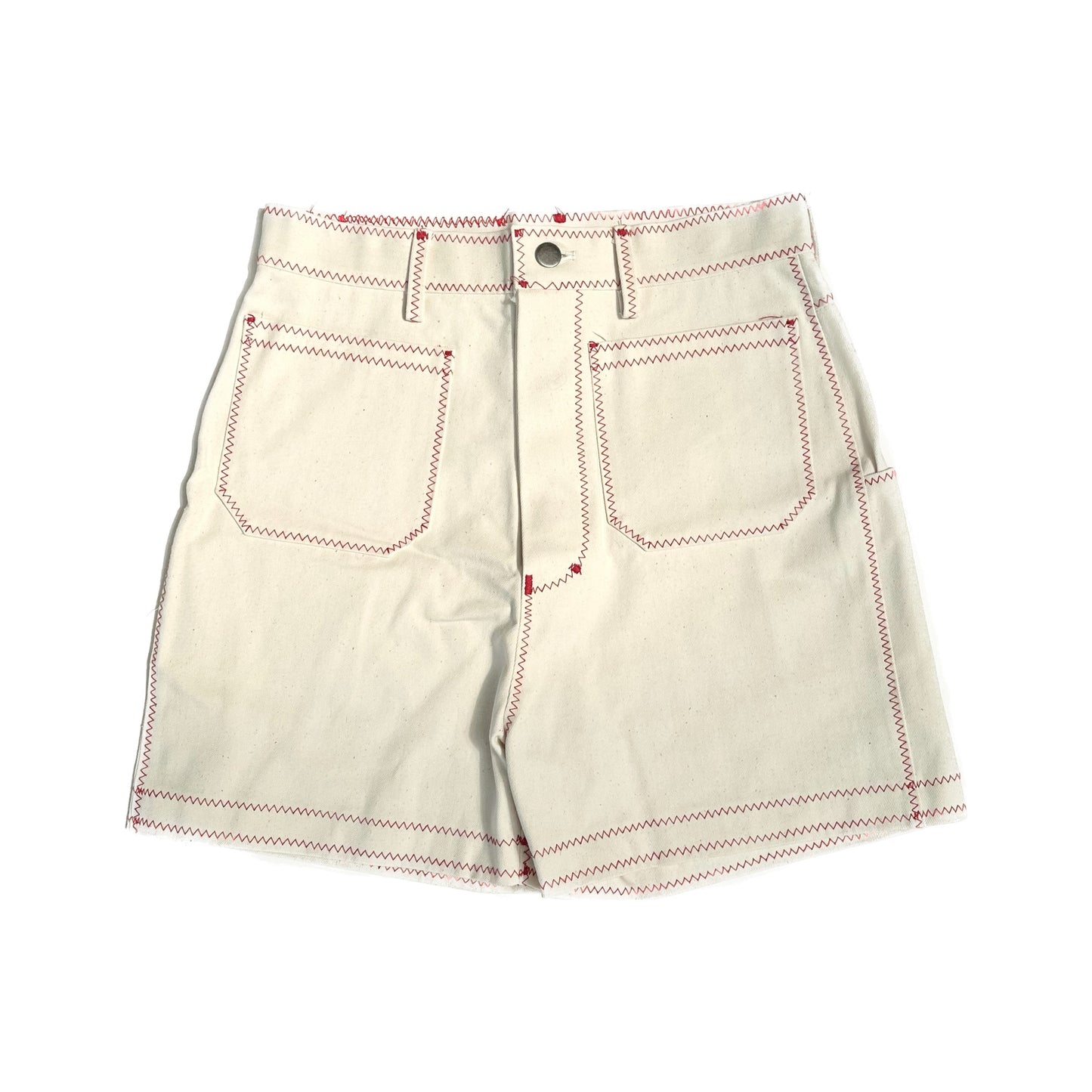 zig zag stitch short pants / off white × red / ステッチショート 