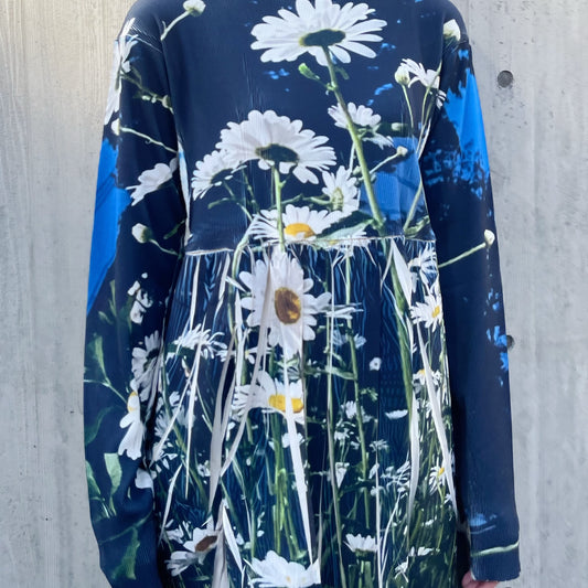 DIRECT PRINT RIB GATHER ONE-PIECE / FLOWER / ダイレクトプリントリブギャザーワンピース