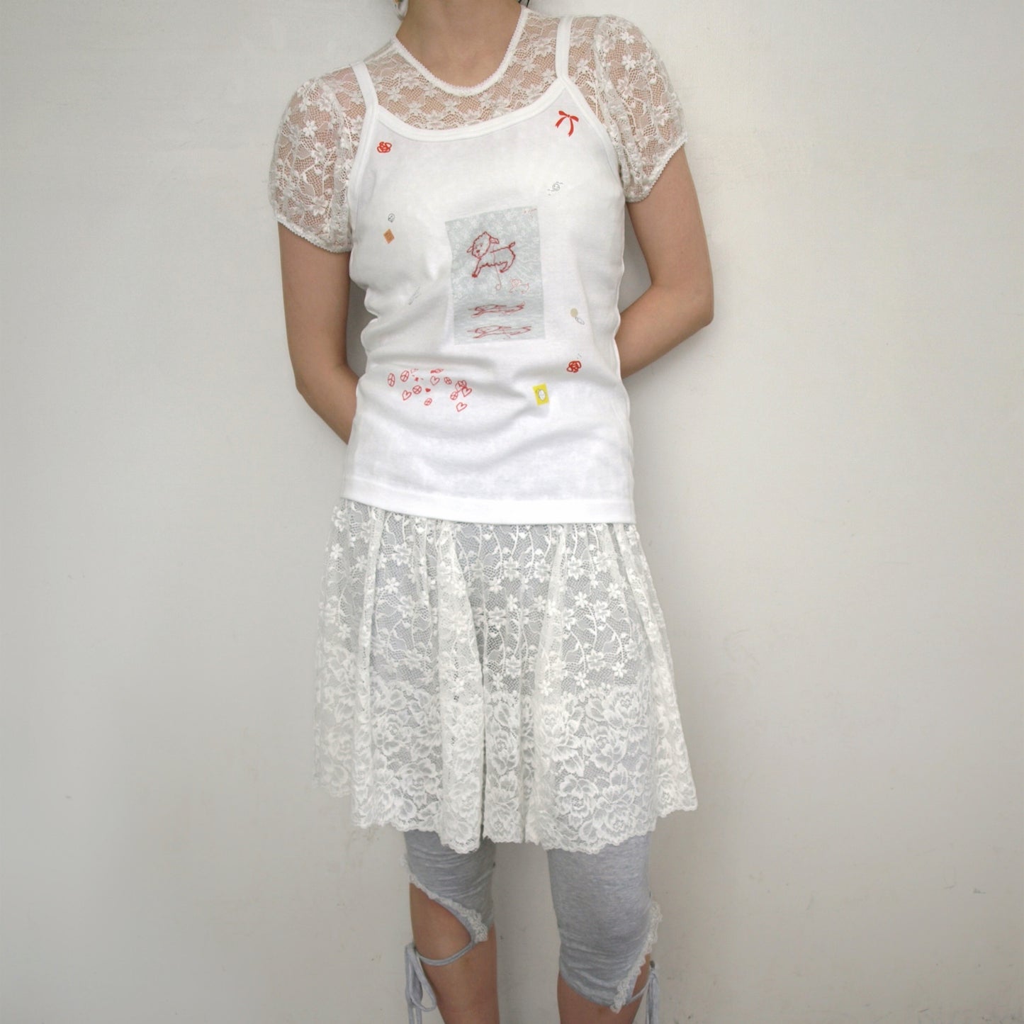 【SHEEP SOUVENIR】sheep is always here camisole / white / プリントキャミソール