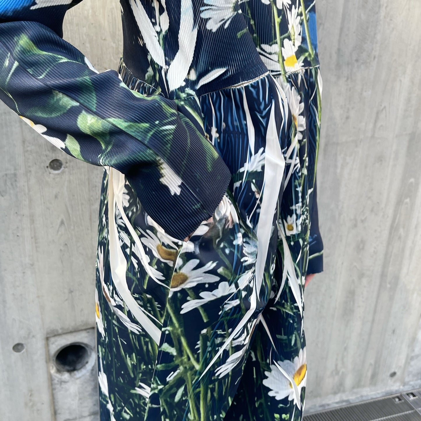 DIRECT PRINT RIB GATHER ONE-PIECE / FLOWER / ダイレクトプリントリブギャザーワンピース
