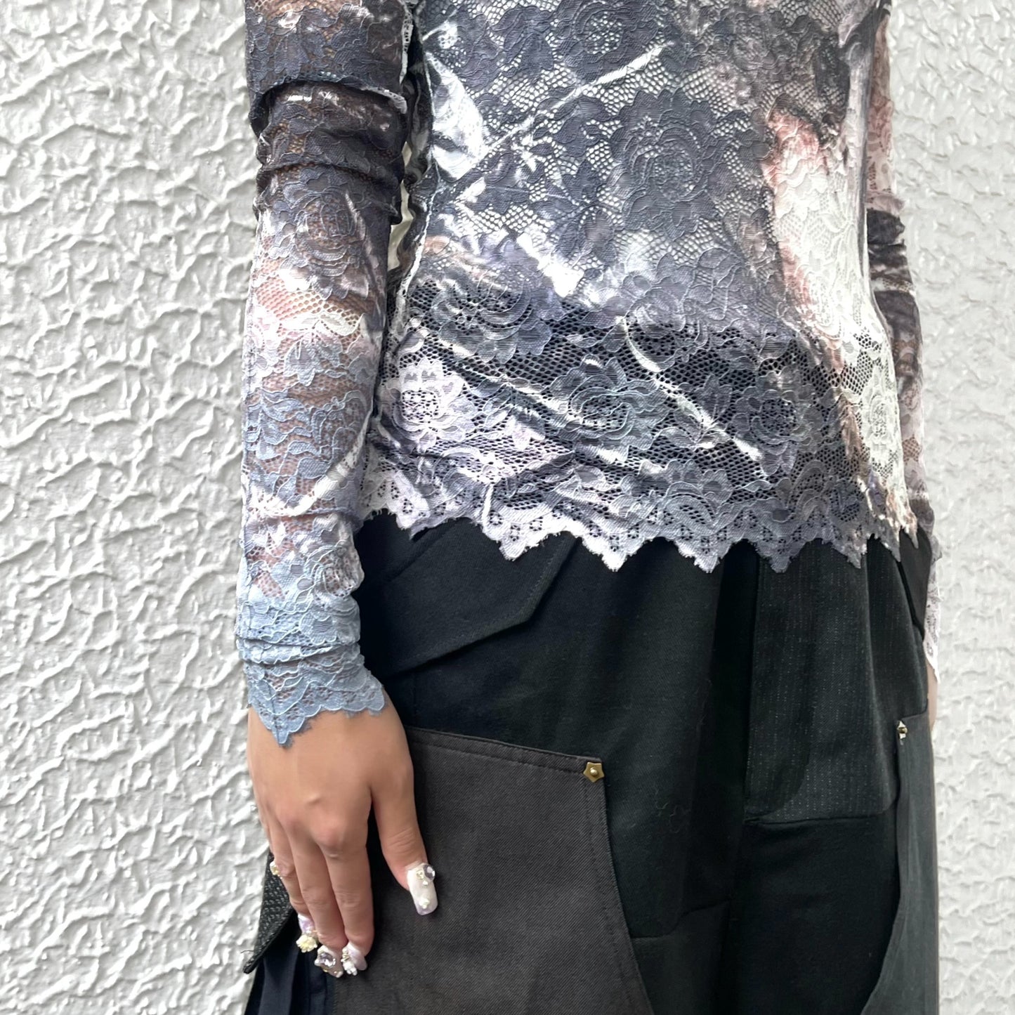 LACE DIRECT PRINT CUTSEW / CAMO / レースダイレクトプリントカットソー