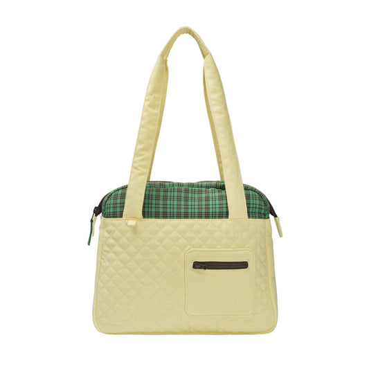 CHECK QUILTED TOTE BAG / YELLOW / キルトトートバッグ