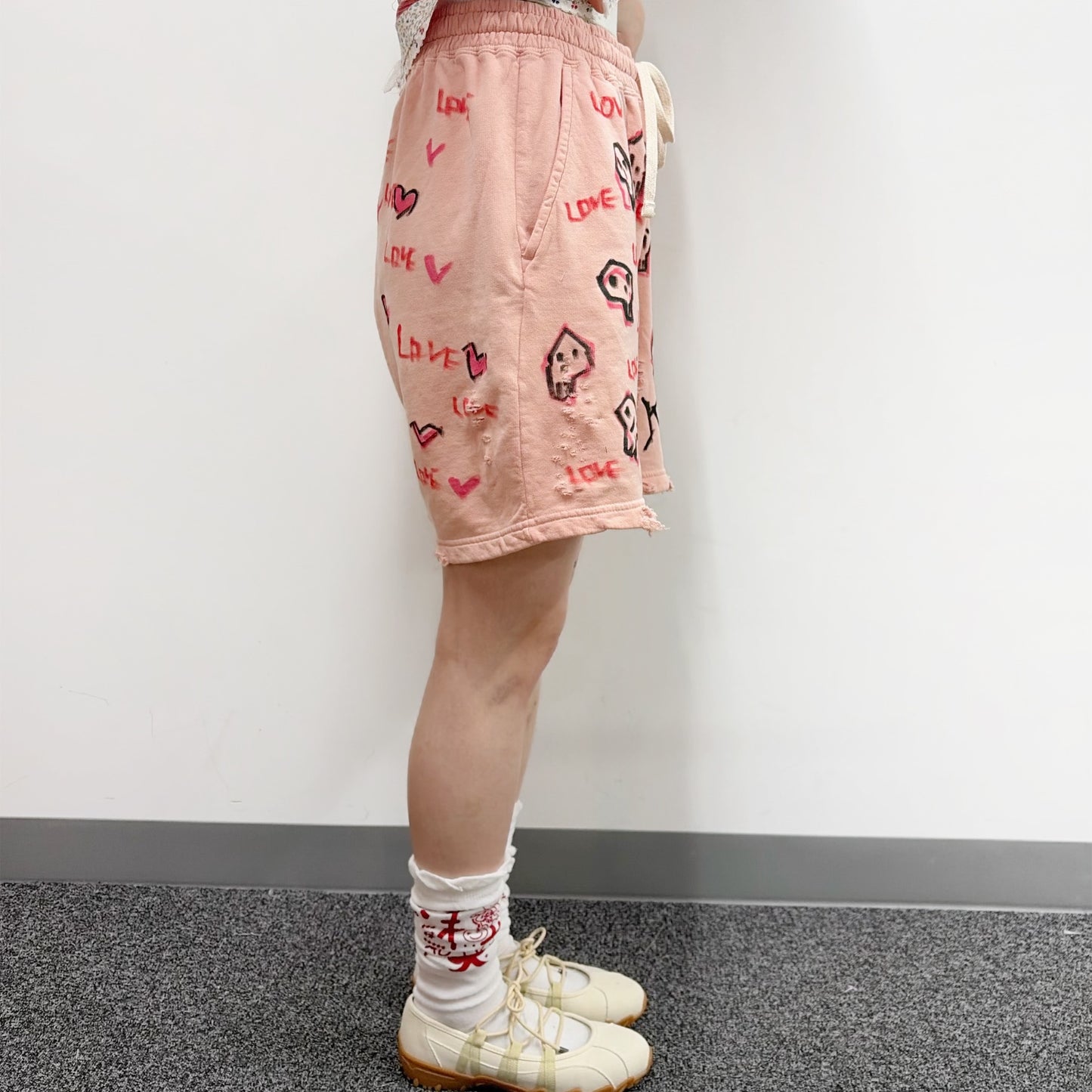 Paint half pants / Pink / ペイントハーフパンツ