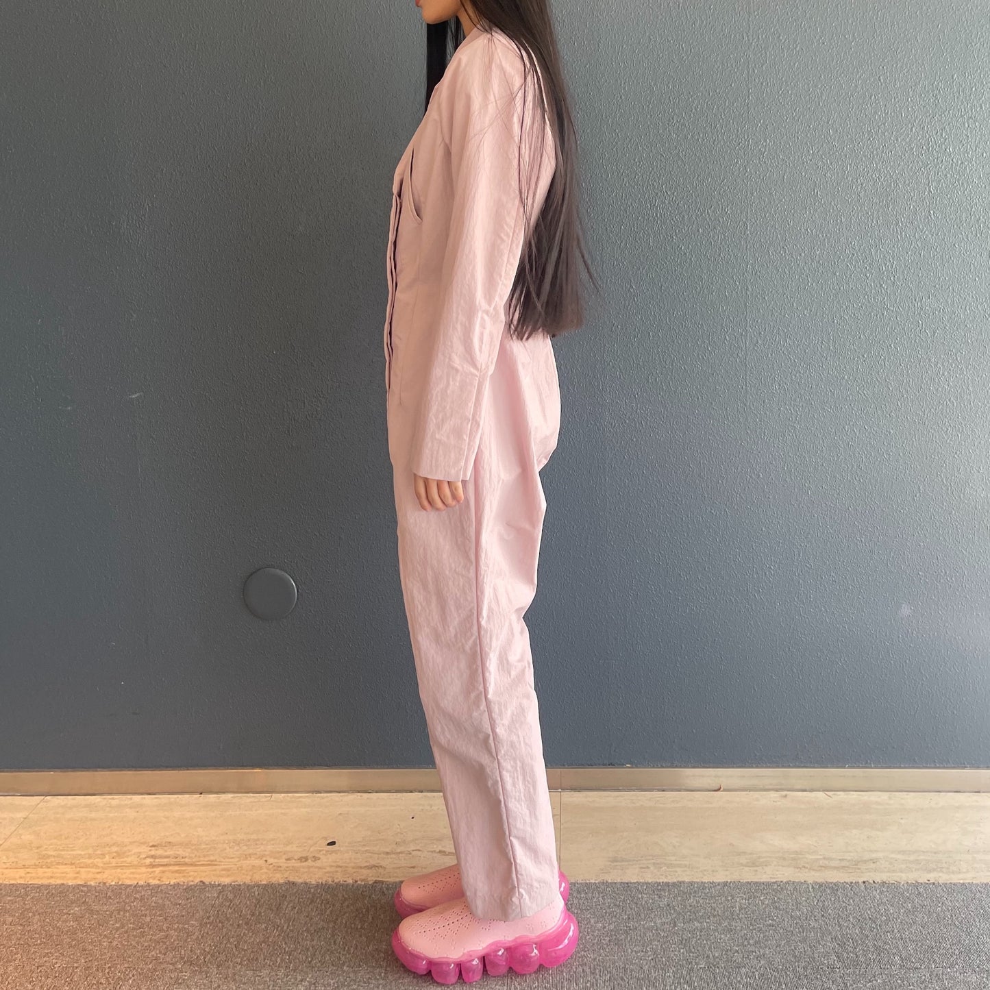 Monica jump suit / pink / ナイロンジャンプスーツ