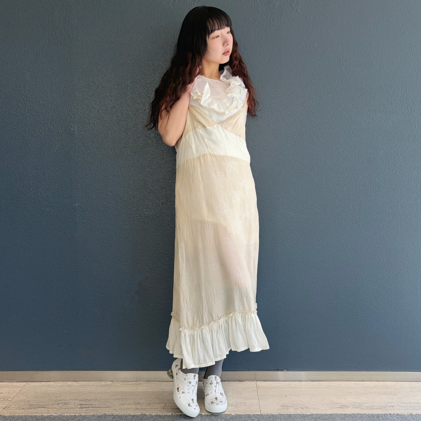 Camisole dress / Off White / キュプラ花柄キャミソール