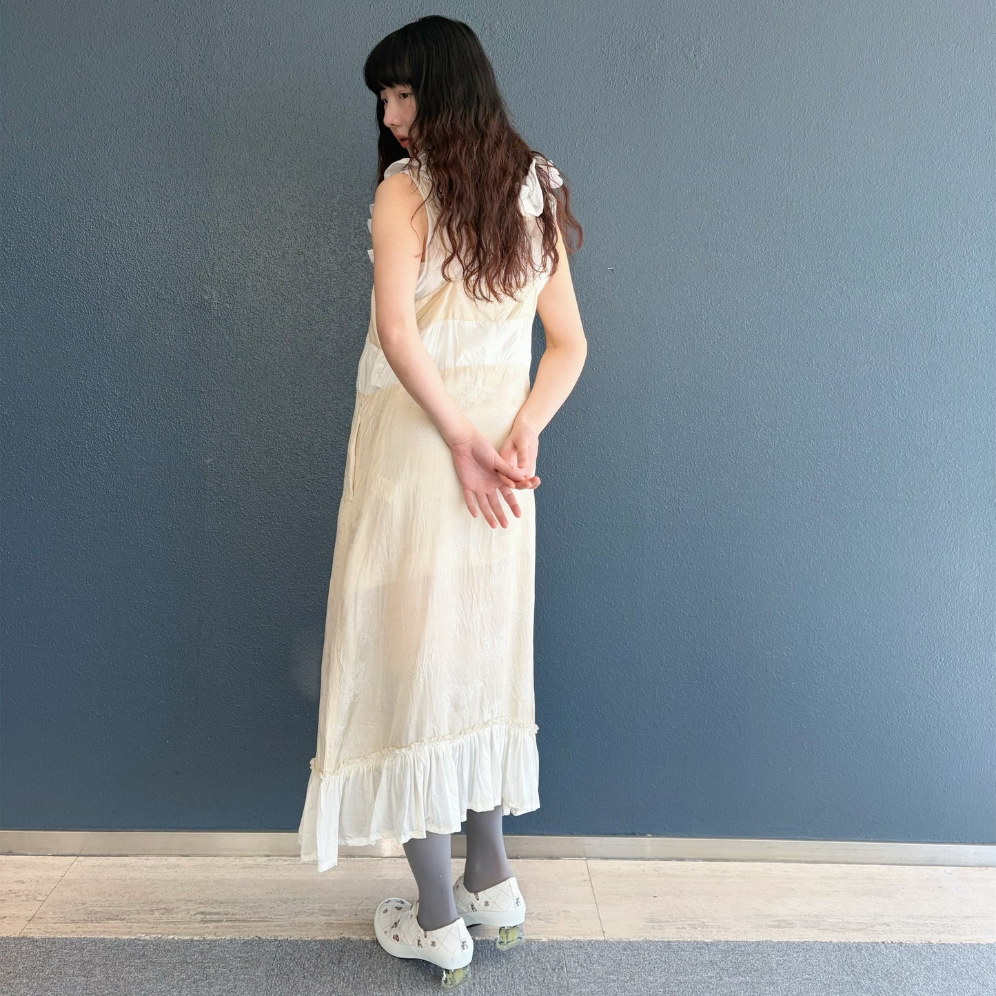 Camisole dress / Off White / キュプラ花柄キャミソール