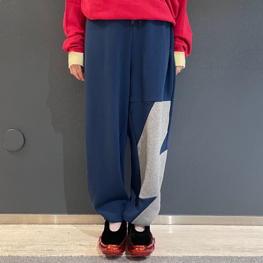 TWO-TONE UNE UNE SWEAT PANTS / BLUE / パターンスウェットパンツ