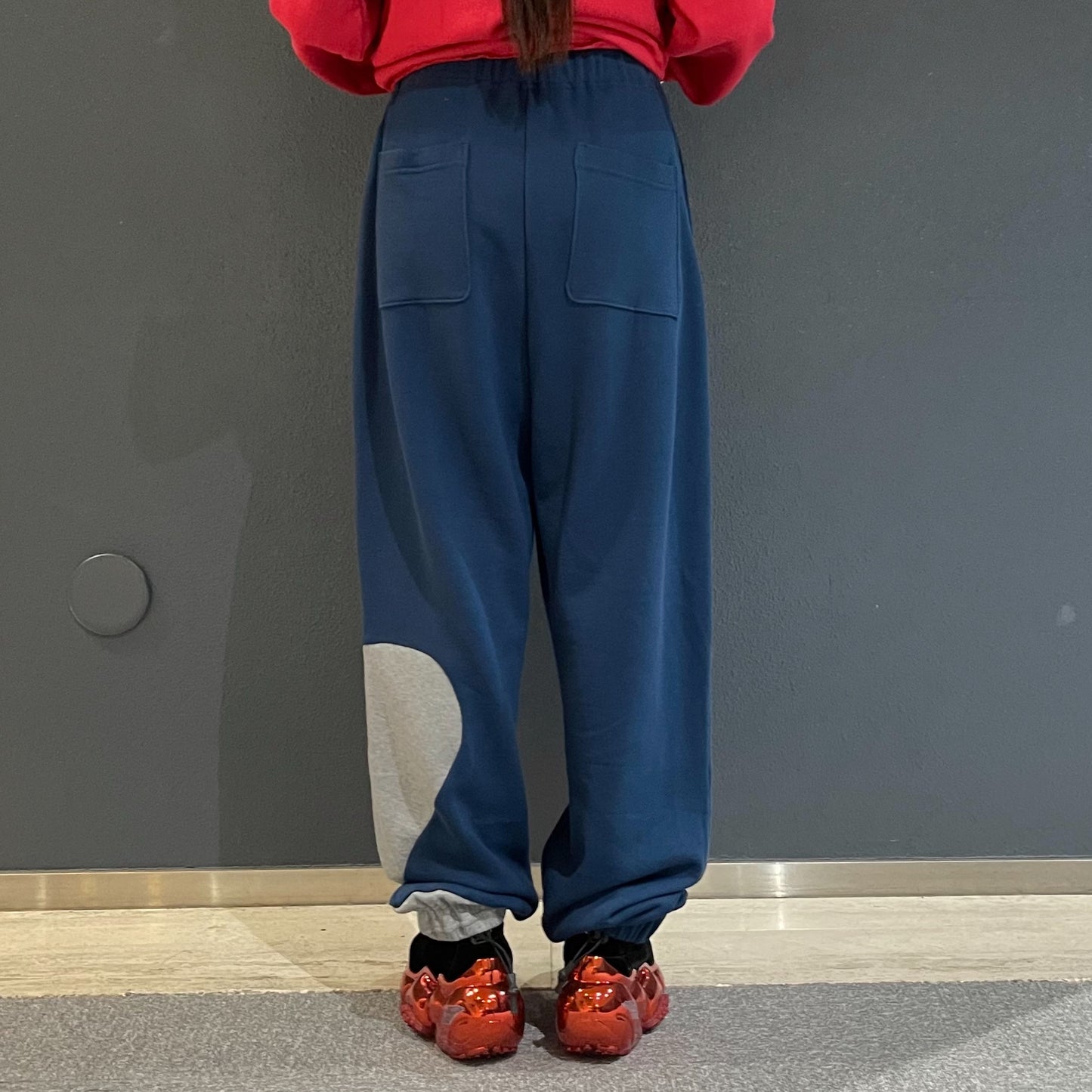 TWO-TONE UNE UNE SWEAT PANTS / BLUE / パターンスウェットパンツ