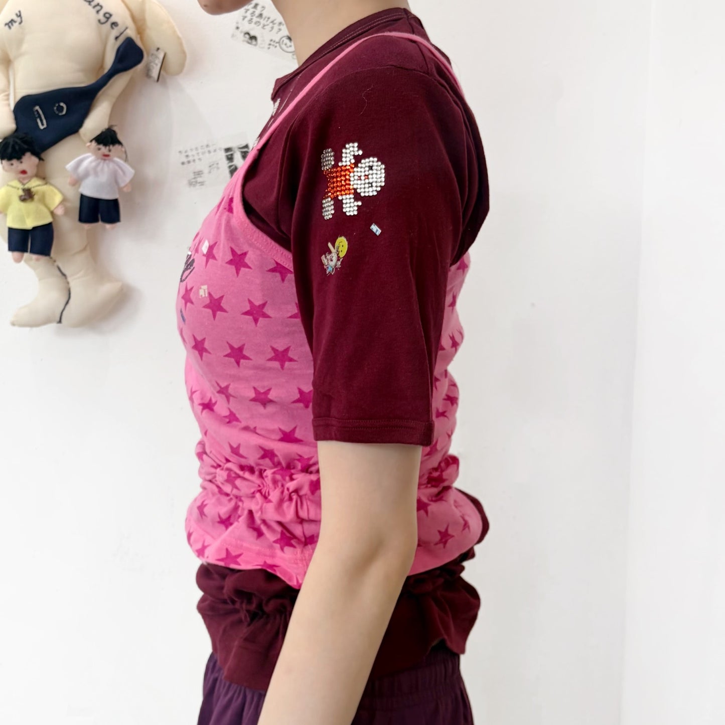 Promise… T shirt / wine red,pink / レイヤードTシャツ