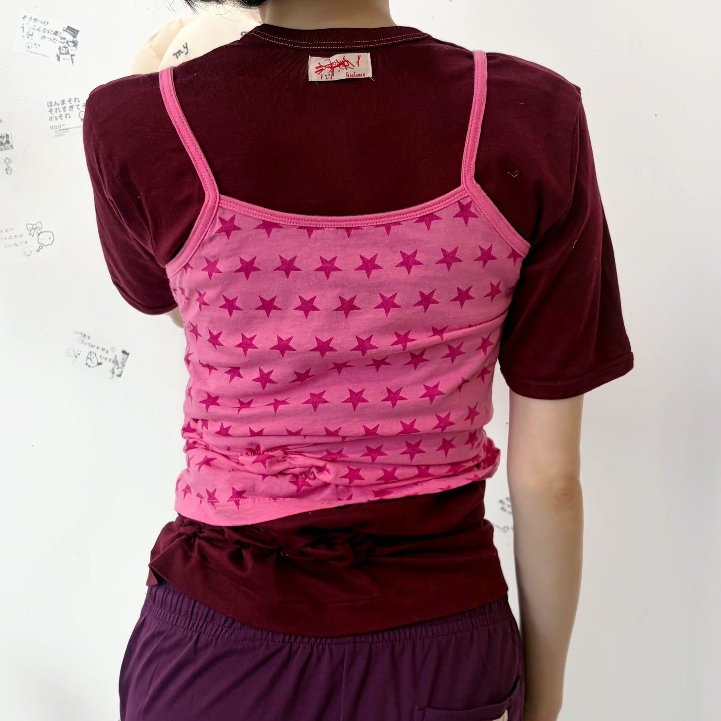 Promise… T shirt / wine red,pink / レイヤードTシャツ