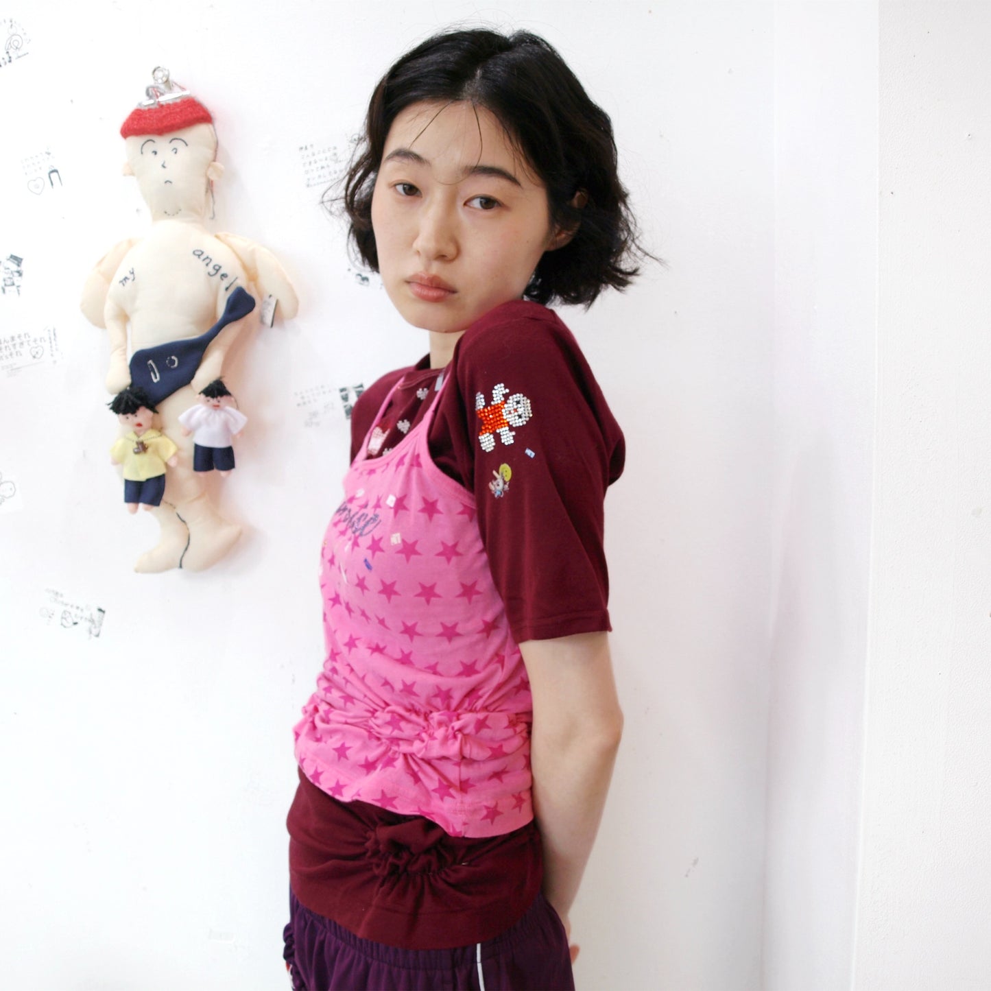 Promise… T shirt / wine red,pink / レイヤードTシャツ