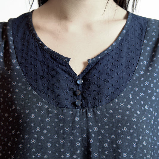 DUDU PUFF BLOUSE / NAVY / パフスリーブトップ