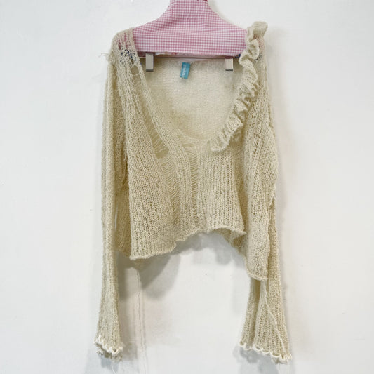 Drape knit jumper / Beige / ドレープニットトップ