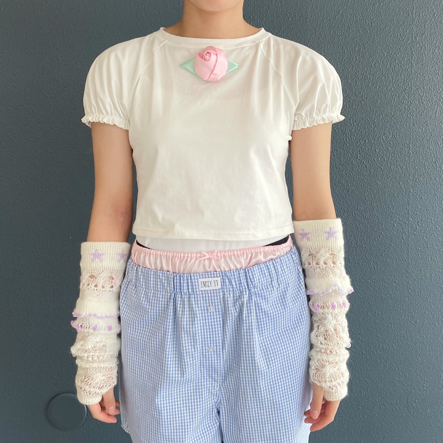 Rose cropped Tee / White / ローズクロップドTシャツ