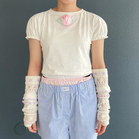 Rose cropped Tee / White / ローズクロップドTシャツ