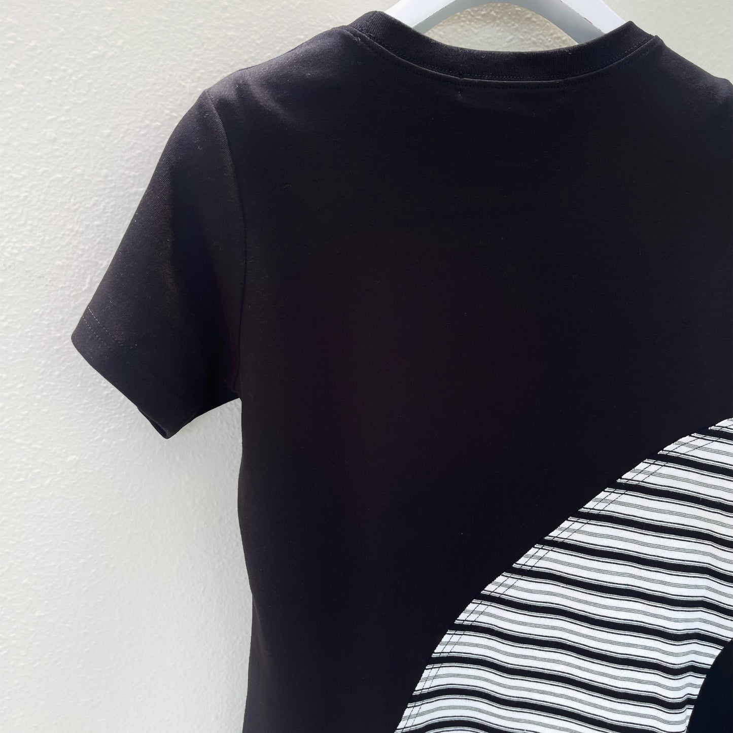 Draped Striped T-shirt / Black / 編み込みTシャツ