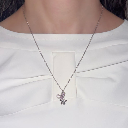 heart & flower necklace / zirconia / ハート&フラワー ネックレス