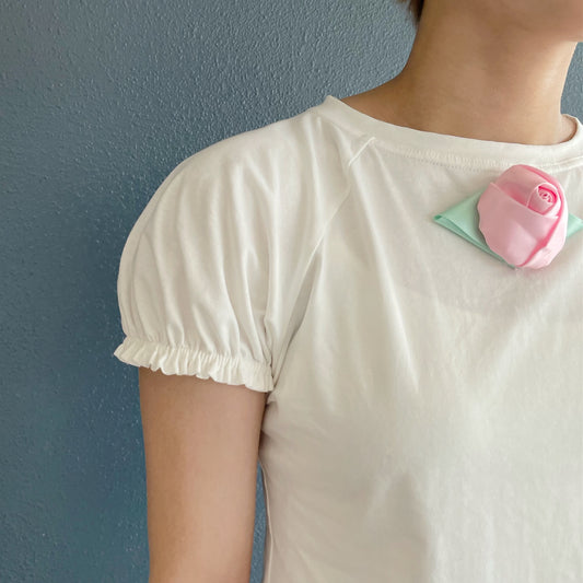 Rose cropped Tee / White / ローズクロップドTシャツ