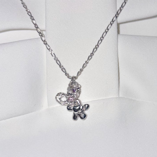 heart & flower necklace / zirconia / ハート&フラワー ネックレス