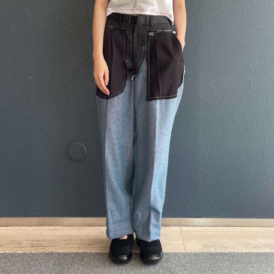 CUSTOM MADE BASTED TROUSERS/WOOL / BLUE / 仮縫いウールトラウザーズ