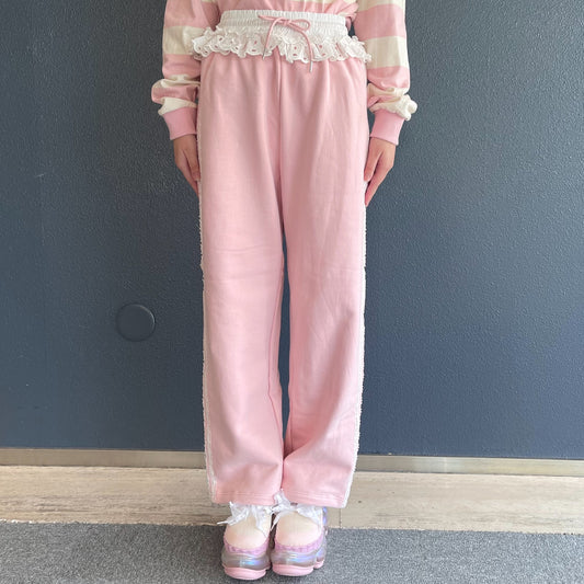 Hailey jogger pants / Pink / レースジョガーパンツ