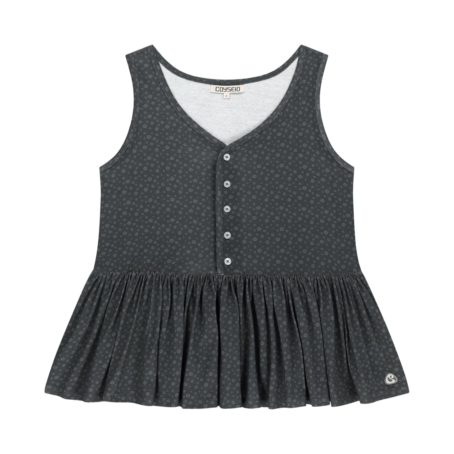 DUDU RUFFLE SLEEVELESS / CHARCOAL / ラッフルスリーブレストップ