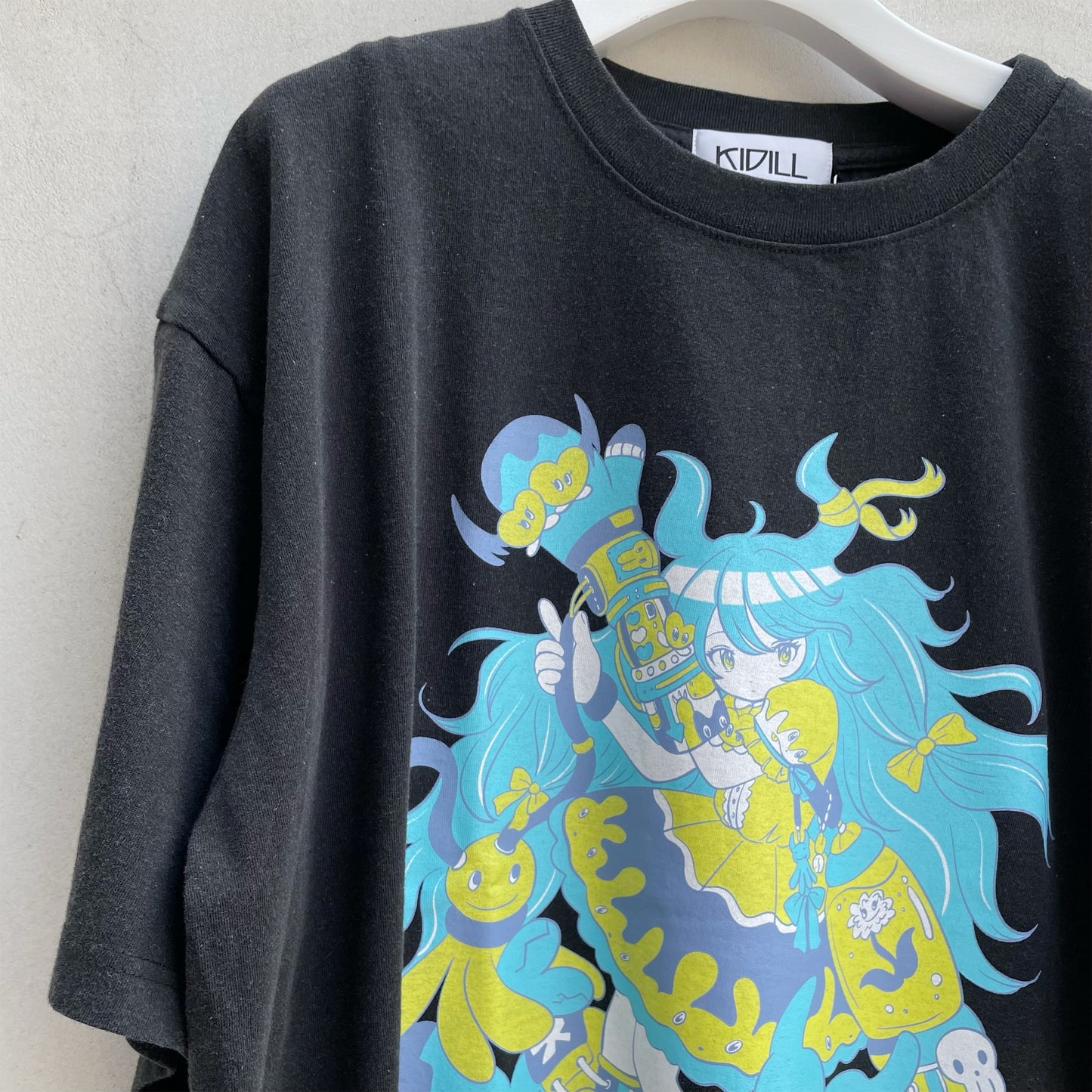 CYBER PUNK GIRL T-SHIRT BIOWASHED / BLACK / 田中かえコラボレーション