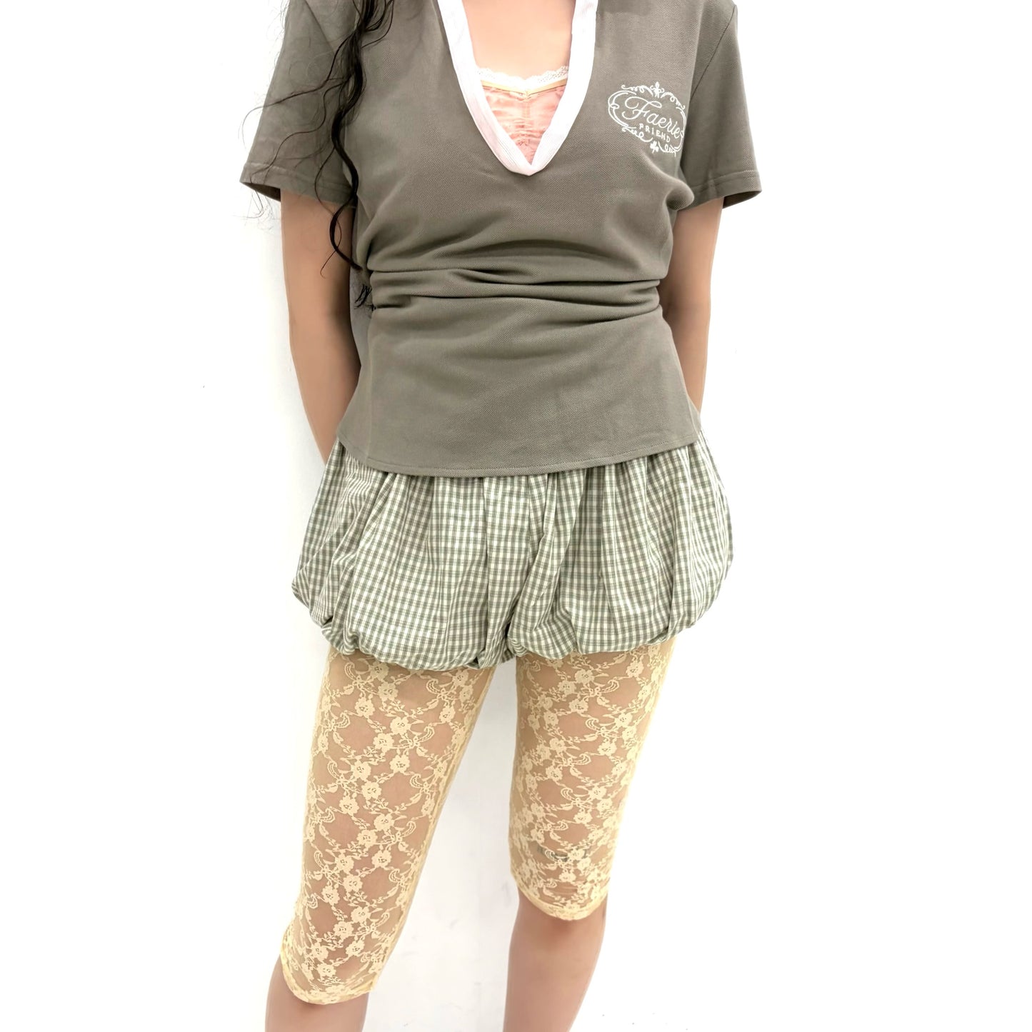 [fe.3] lace half leggings / cream / レースハーフレギンス