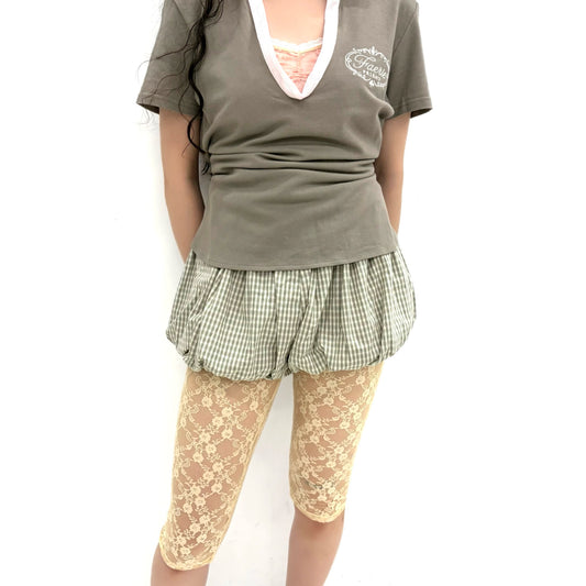[fe.3] lace half leggings / cream / レースハーフレギンス