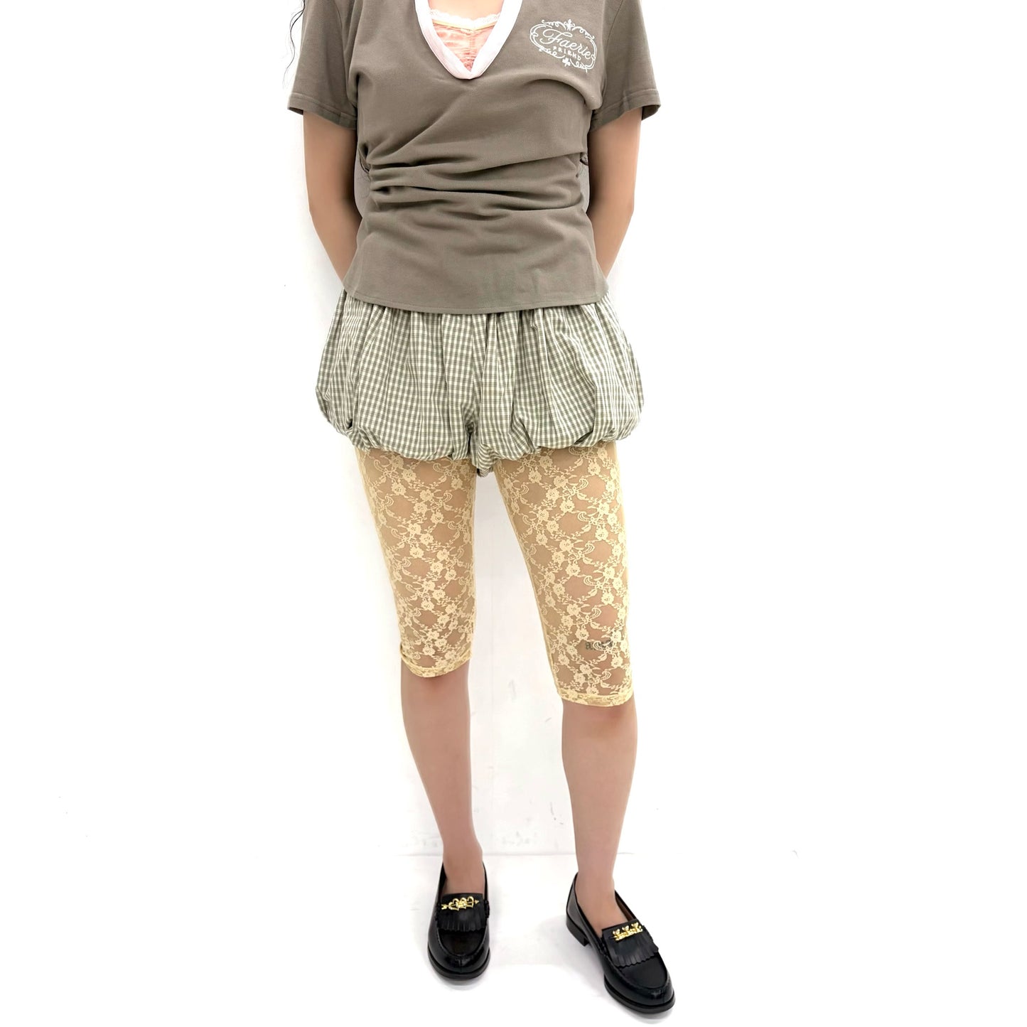 [fe.3] lace half leggings / cream / レースハーフレギンス