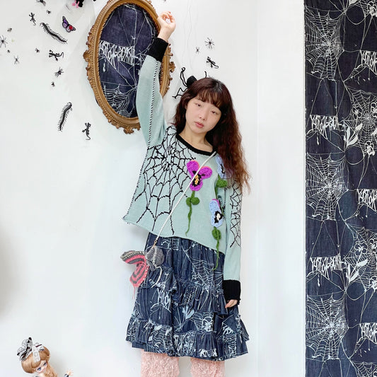 Spider Logo Denim Skirt / denim / スパイダーデニムスカート