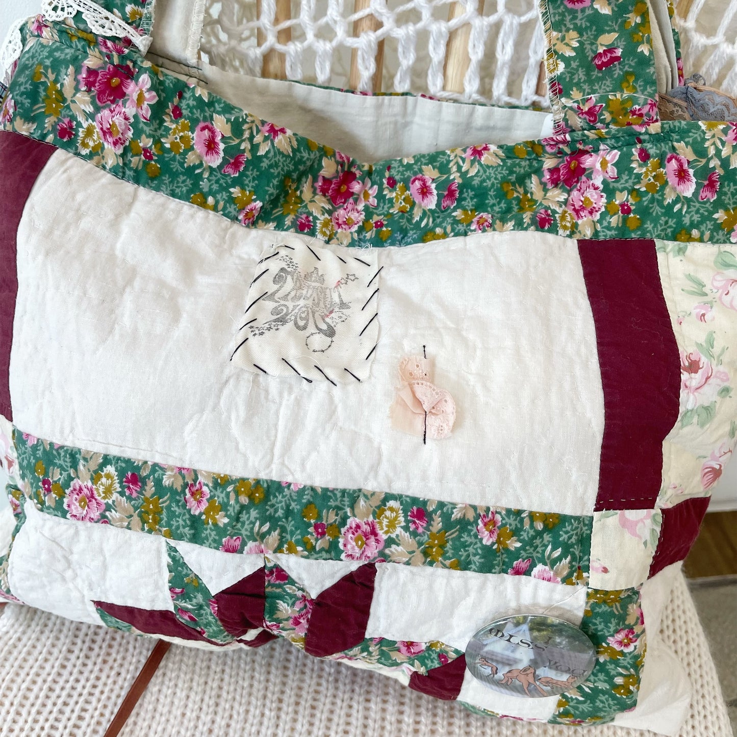 Patch work Bag+ / White / パッチワークビッグバッグ