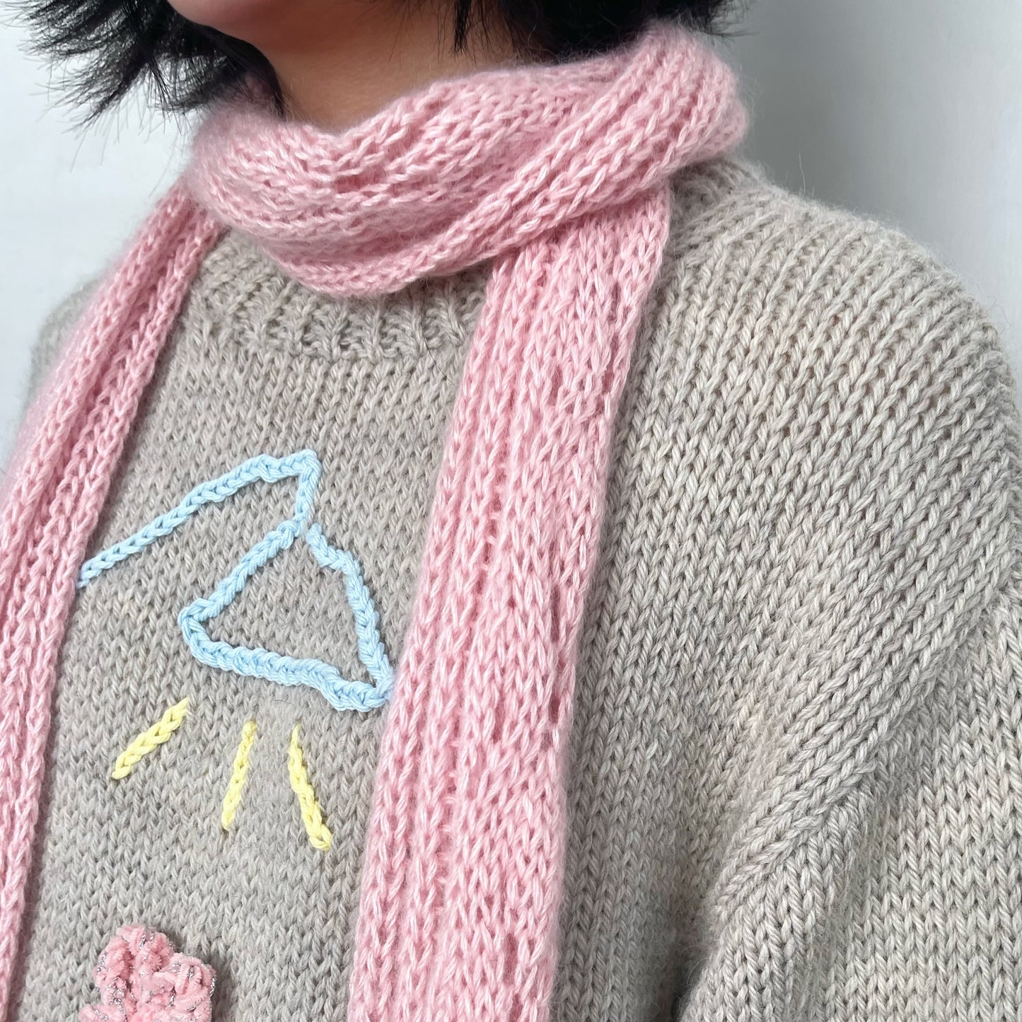 lace knitting muffler / pink / レース編みマフラー