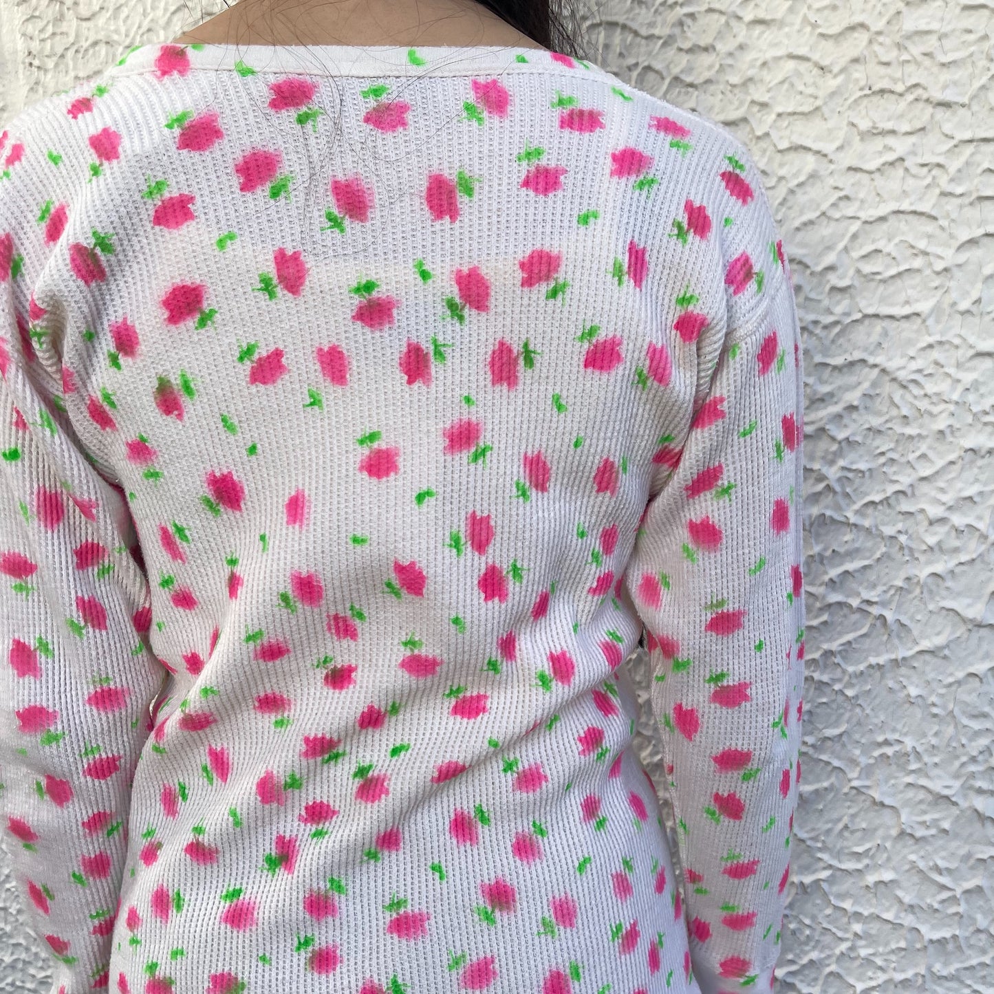 White ditzy print waffle / エアブラシTシャツ