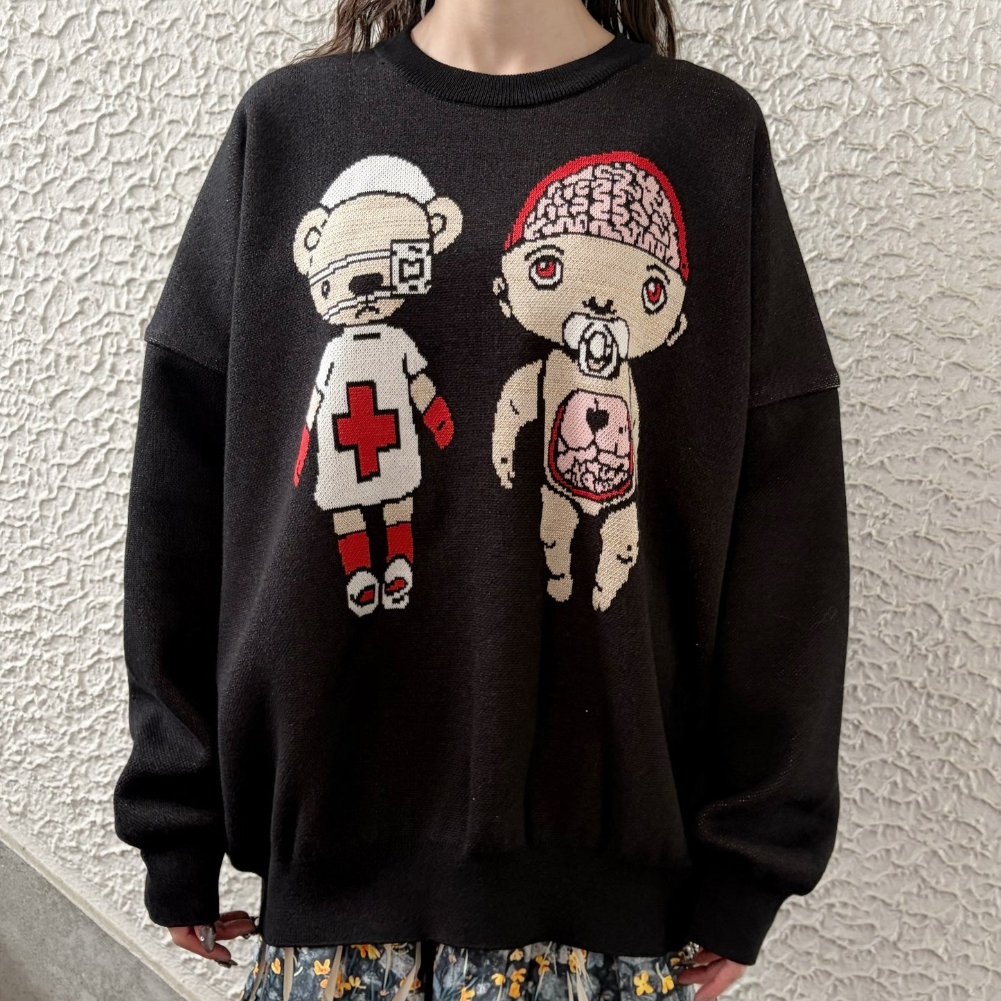 MEDICAL BRAID PULLOVER KNIT / BLACK / グラフィックニット