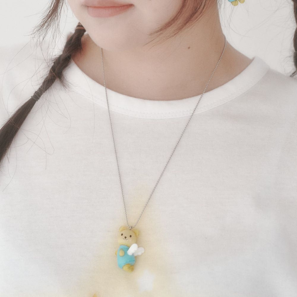 [X YOUNGART] Glass JINI Necklace / Yellow / クマのガラスパーツネックレス