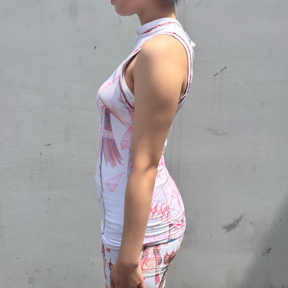 2 muscle tanks / white / プリントタンクトップ