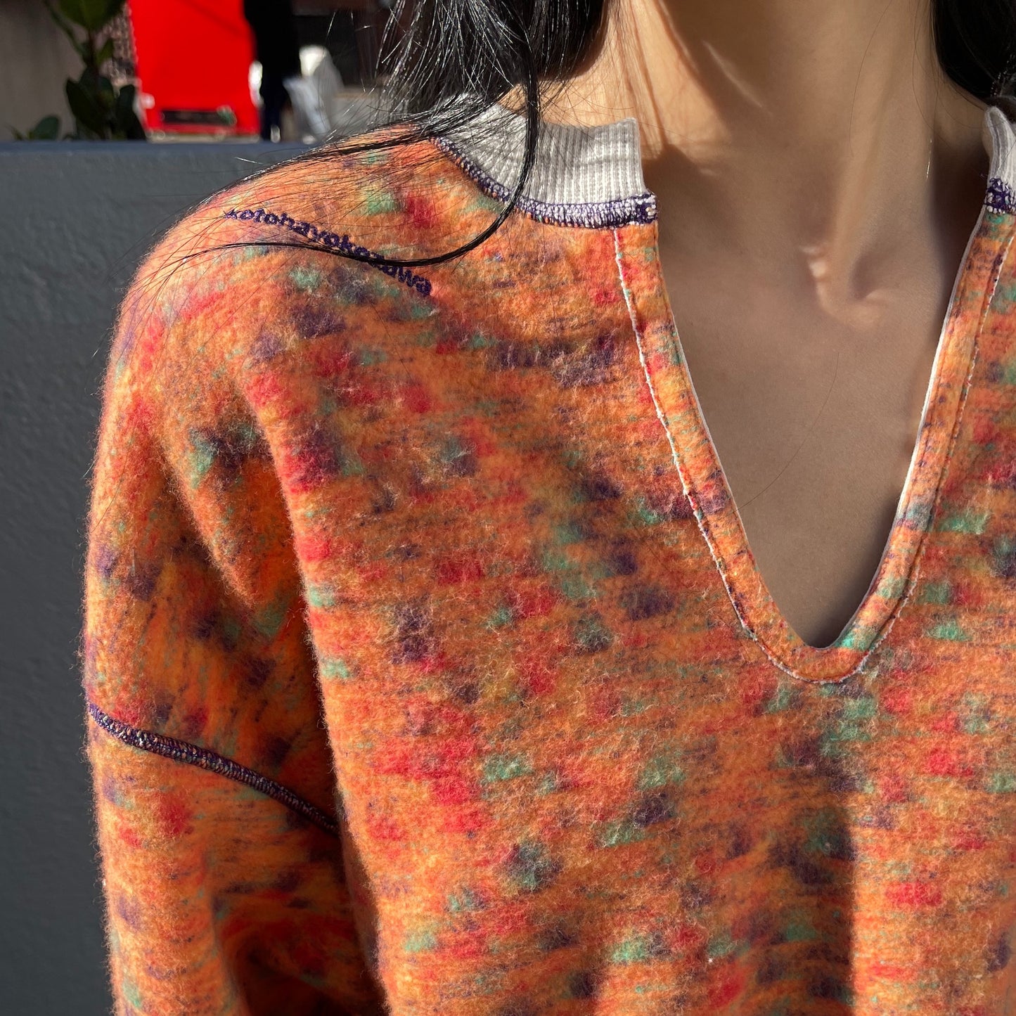 REVERSIBLE SLIT-NECK PULLOVORANGEER / ORANGE / リバーシブル起毛スウェット