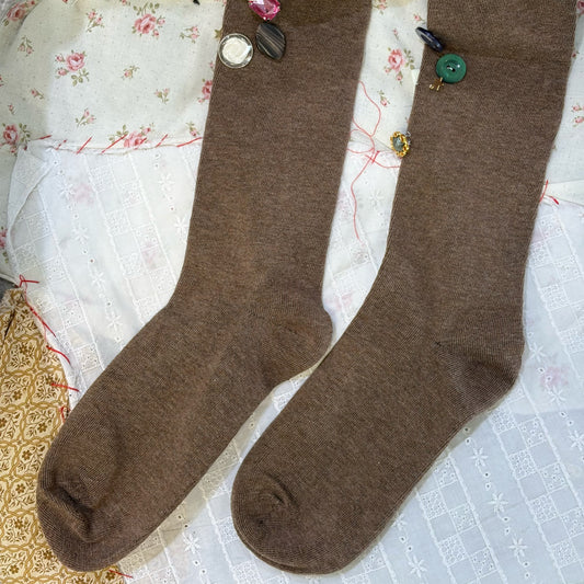 Button socks / Brown / ボタンソックス
