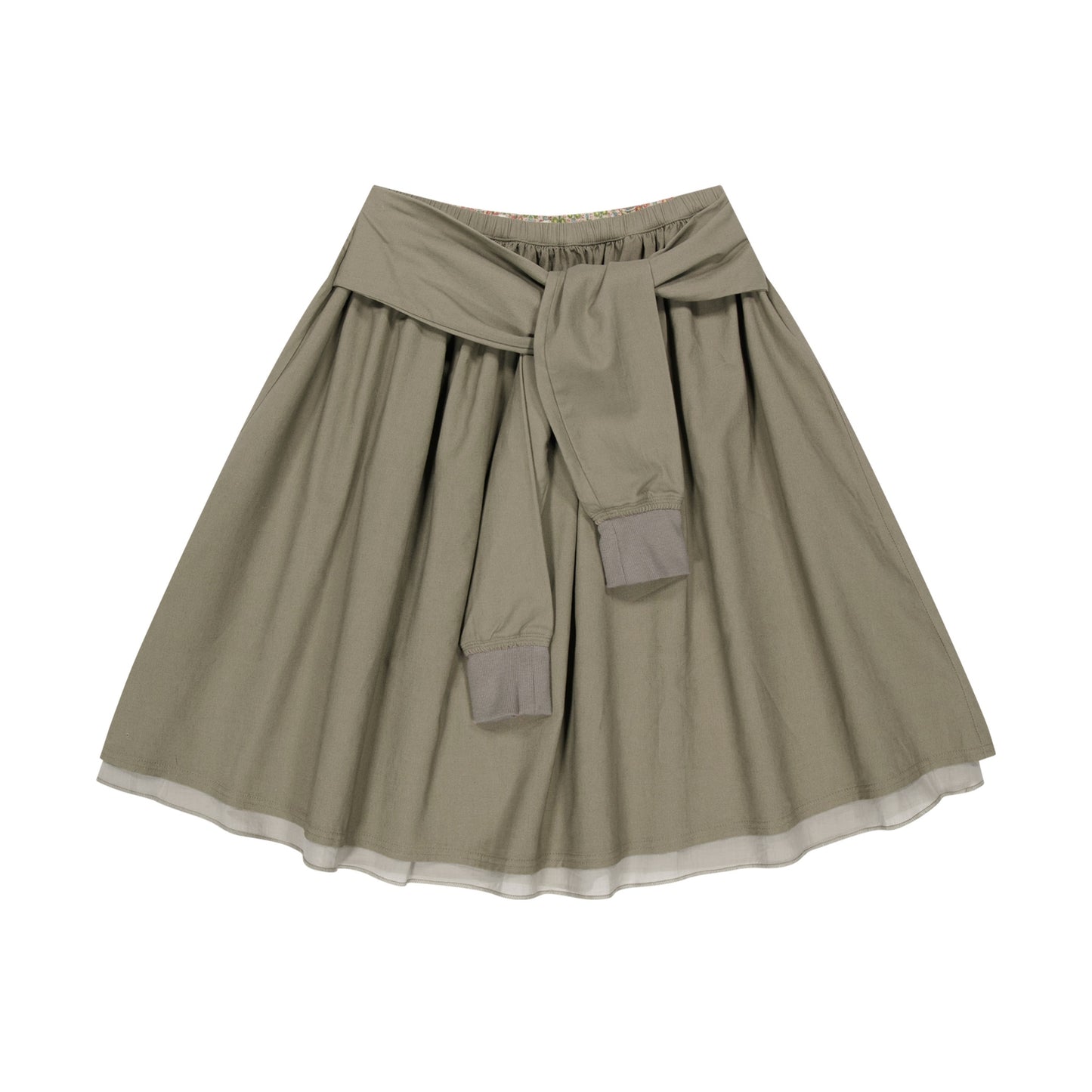 STRAP SHIRRING SKIRT / ASH BROWN / ストラップシャーリングスカート