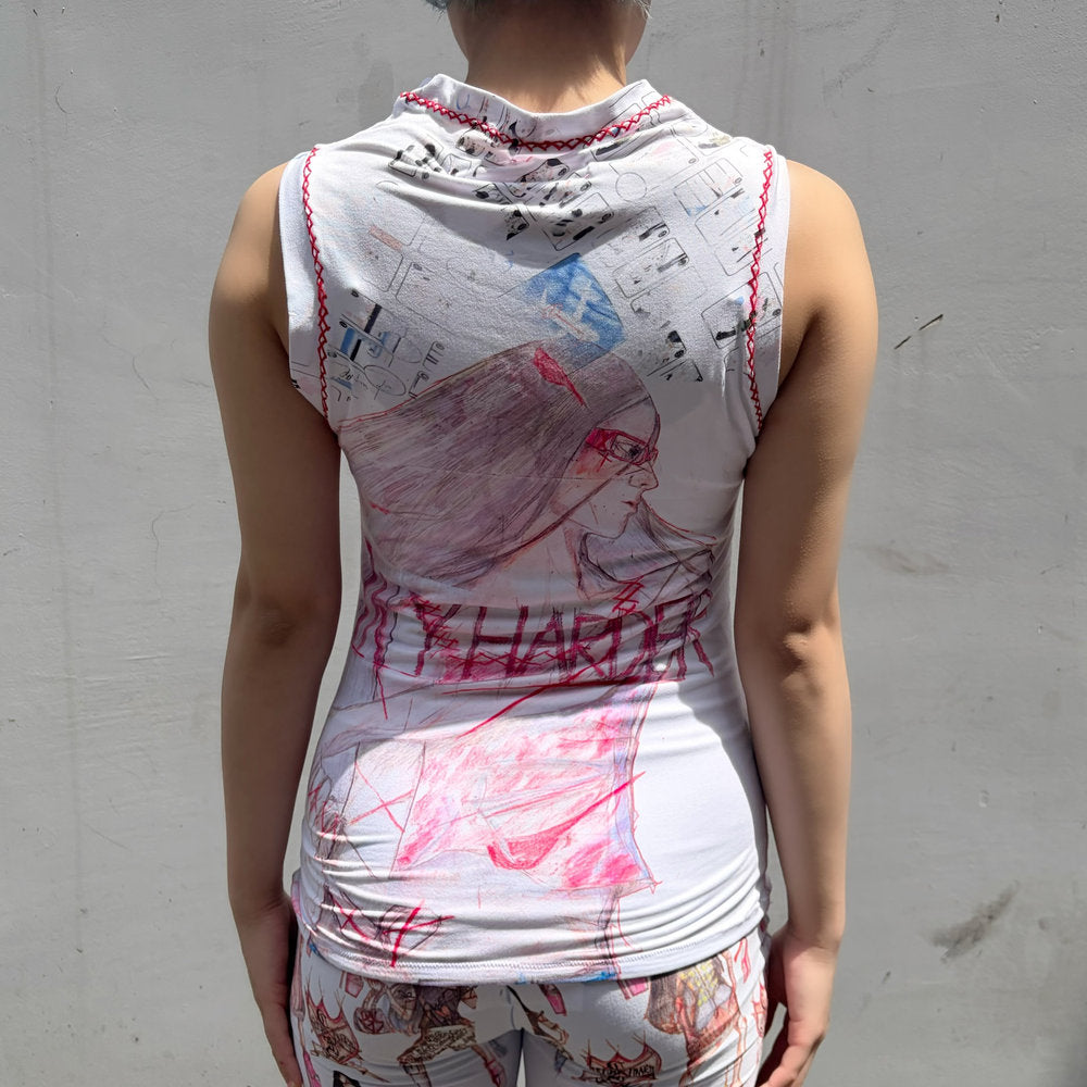 2 muscle tanks / white / プリントタンクトップ