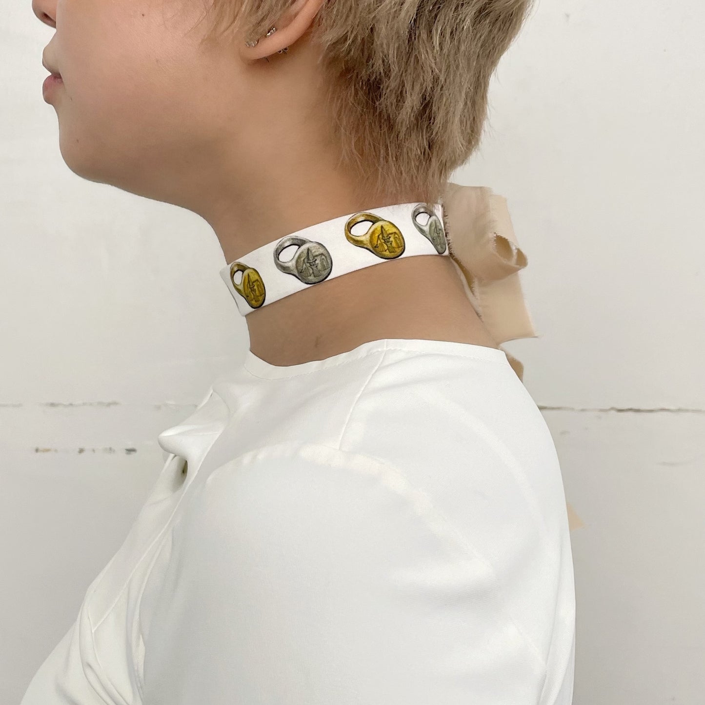 coin and ring choker / プリントチョーカー