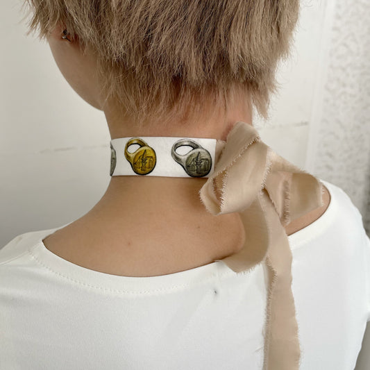 coin and ring choker / プリントチョーカー