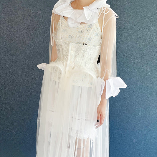 Frill Tulle Top / White / フリルチュールトップ