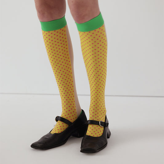 YELLOW MICRO DOT KNEE HIGHS / ソックス