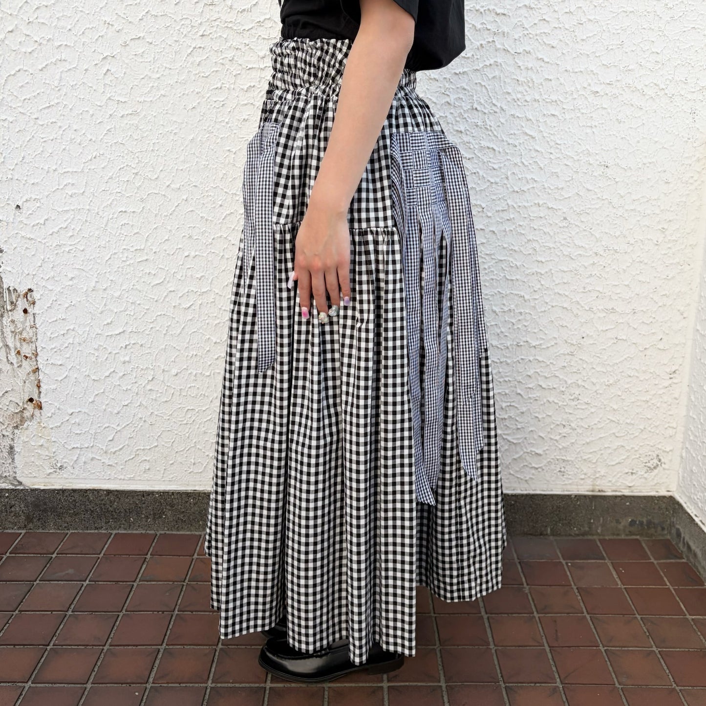 【SHEEP LIMITED】ribbon medley dress skirt / GINGHAM CHECK / リボンドレススカート